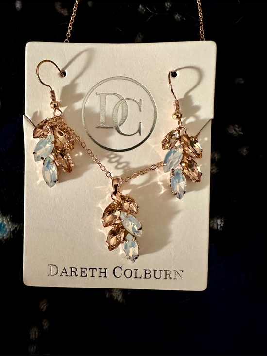 Dareth Colburn Jewelry - Dareth Colburn NWT Rose Gold and Opal Crystal Pendant Necklace & Earrings Set